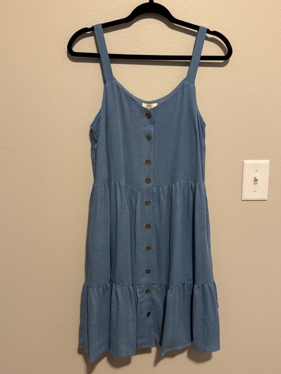 Kori Dresses & Skirts - Kori America Blue Textured Button Down Tie Back Dress NWT Size Medium